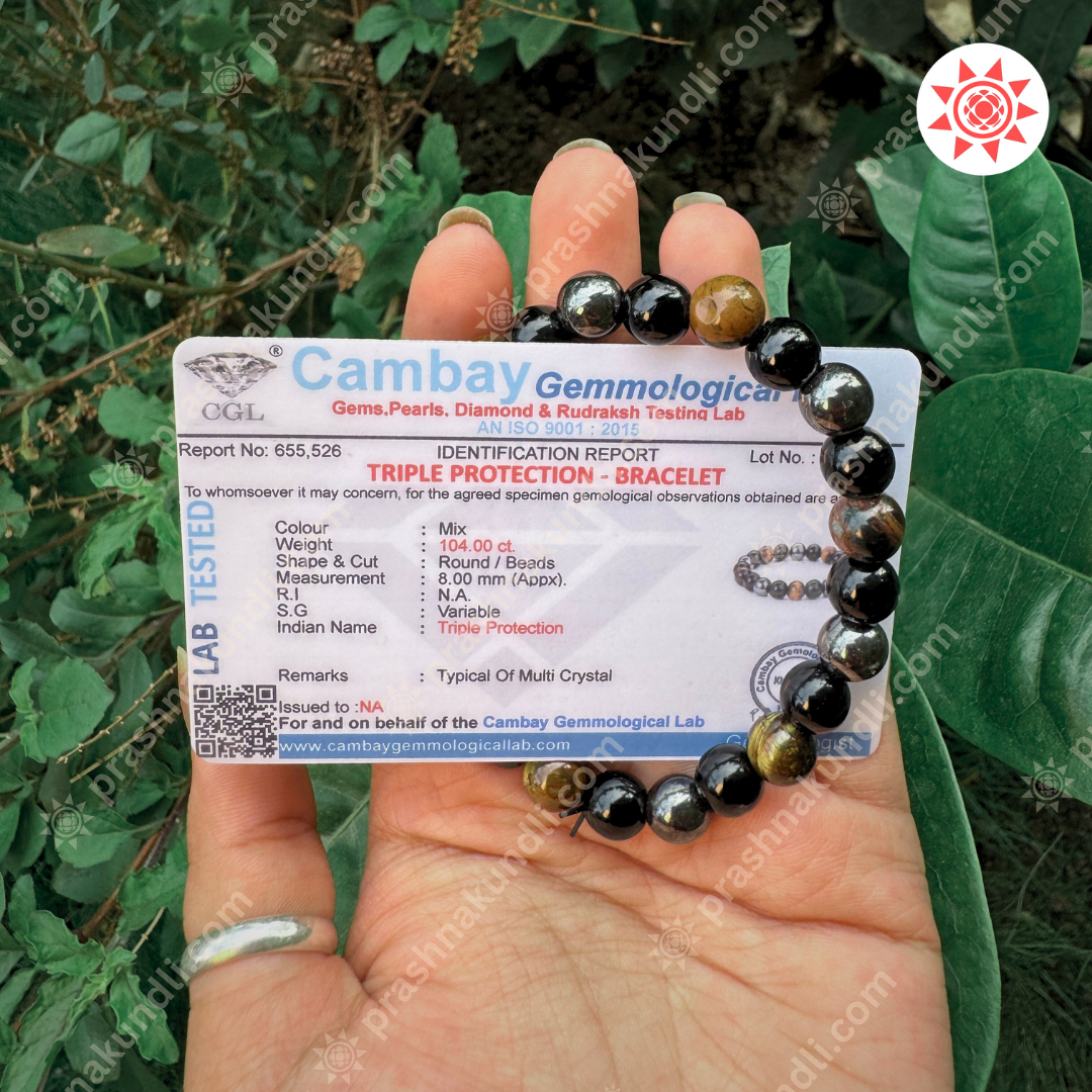 🛡️ Triple Protection Bracelet – Shield Against Negativity, Fear & Evil Eye - Prashna Kundli Astrology product and vedic astrology