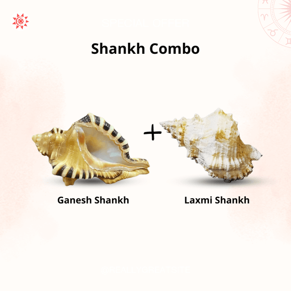 Ganesh Shankh Laxmi Shankh Combo for Prosperity and Divine Blessings - Prashna Kundli Astrology product and vedic astrology