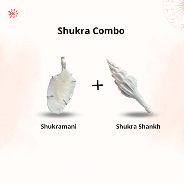 Shukramani Stone Locket Combo with Shukra Shankh - Premium Spiritual Jewelry - Prashna Kundli Astrology product and vedic astrology