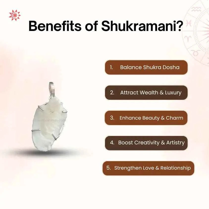 Shukramani Stone Locket - Elegant Gemstone Jewelry for Positive Energy - Prashna Kundli Astrology product and vedic astrology