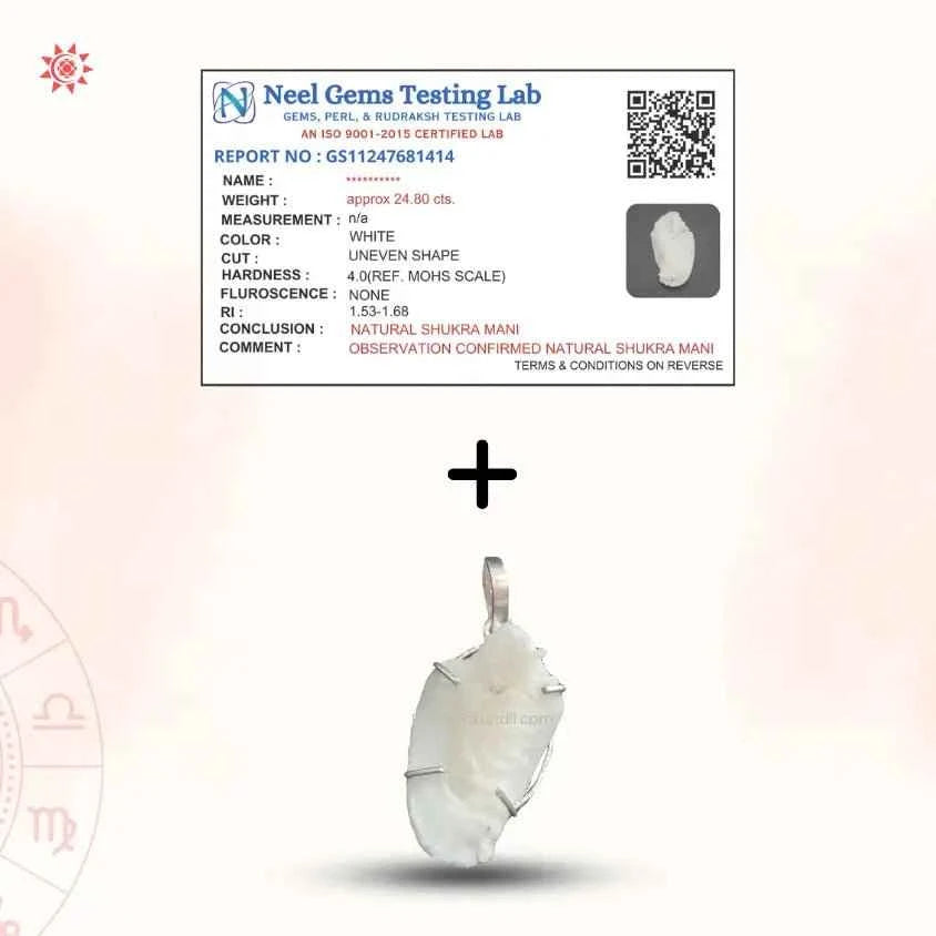 Shukramani Stone Locket - Elegant Gemstone Jewelry for Positive Energy - Prashna Kundli Astrology product and vedic astrology