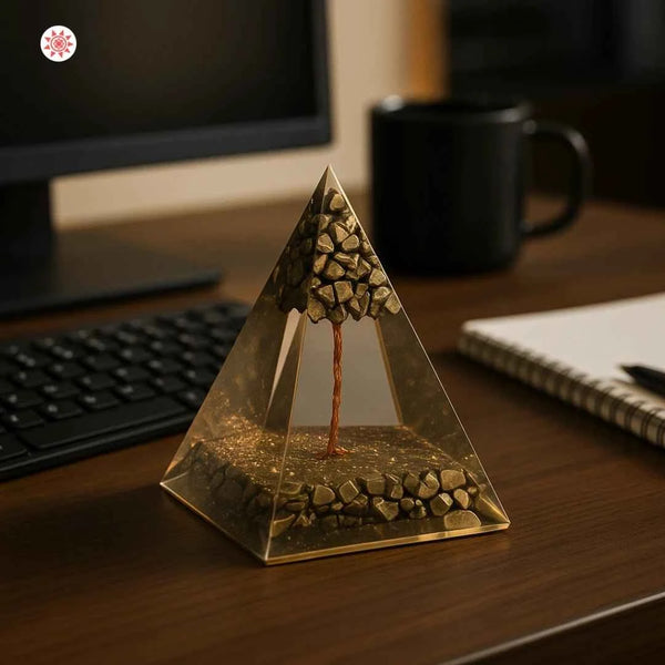 Tree Pyrite Pyramid - Attract Abundance & Manifest Wealth - Prashna Kundli Astrology product and vedic astrology